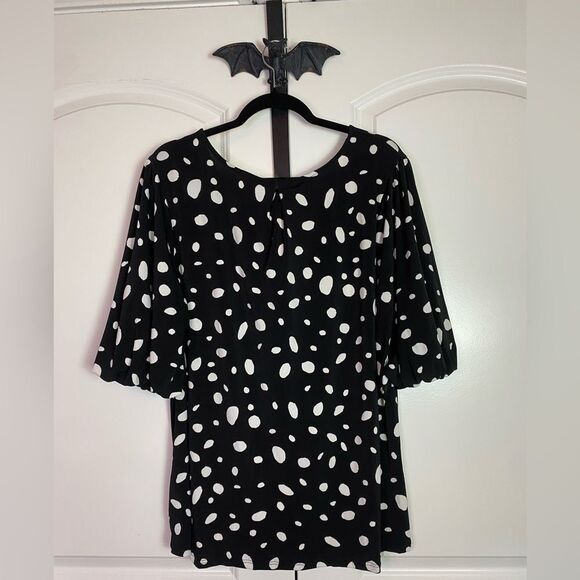 Vintage Inspired Black and White Polkadot Blouse Feminine Rockabilly NWT 2X - Picture 2 of 9